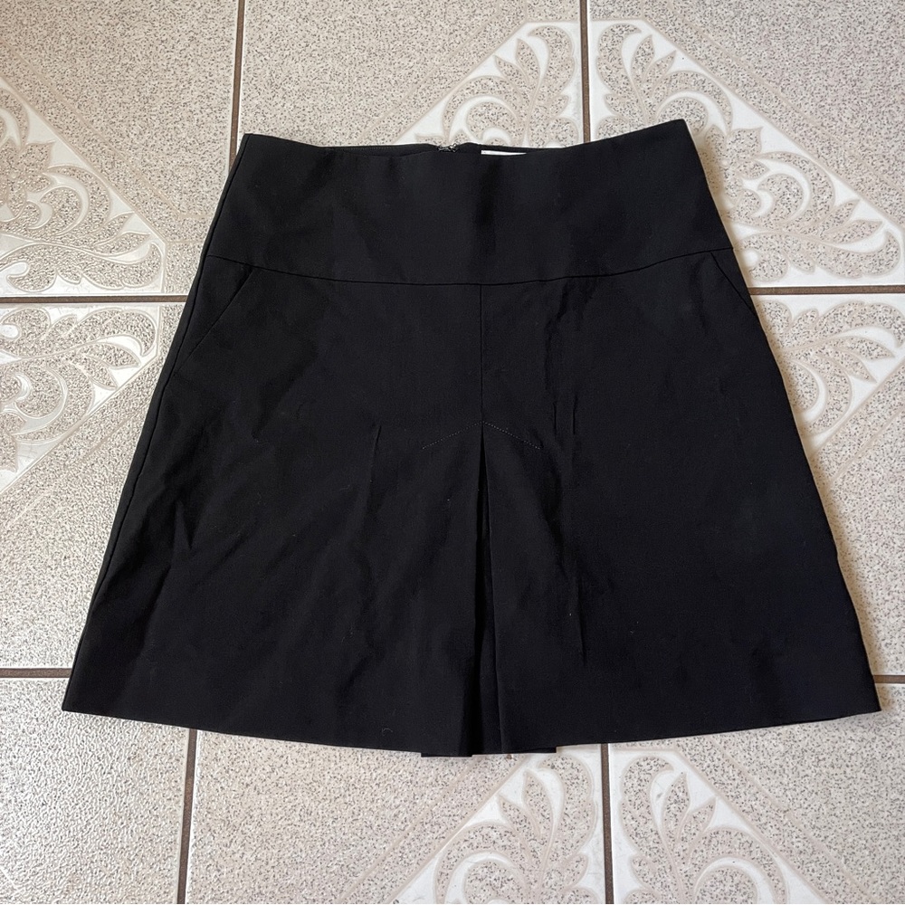 Coach Black Wool Gabardine Front Pleat A-line Career Casual Women's 4 Skirt